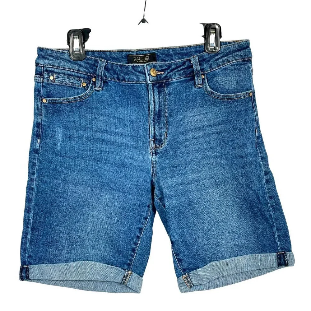 RACHEL Rachel Roy Hi Rise Denim Bermuda Shorts Cuffed Medium Wash Size 10/30